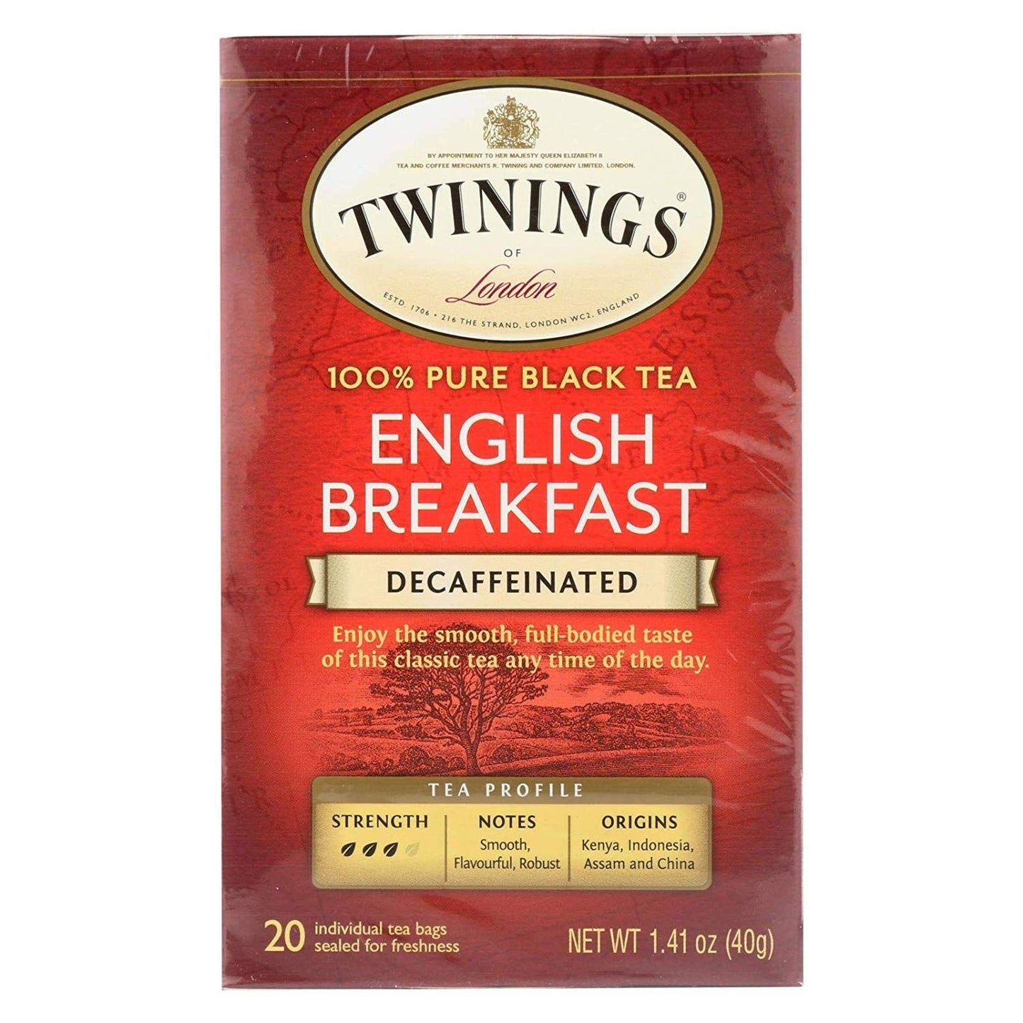 Twinings English Breakfast, Decaffeinated, Tea Bags, 20 Count Boxes, 6 Pack