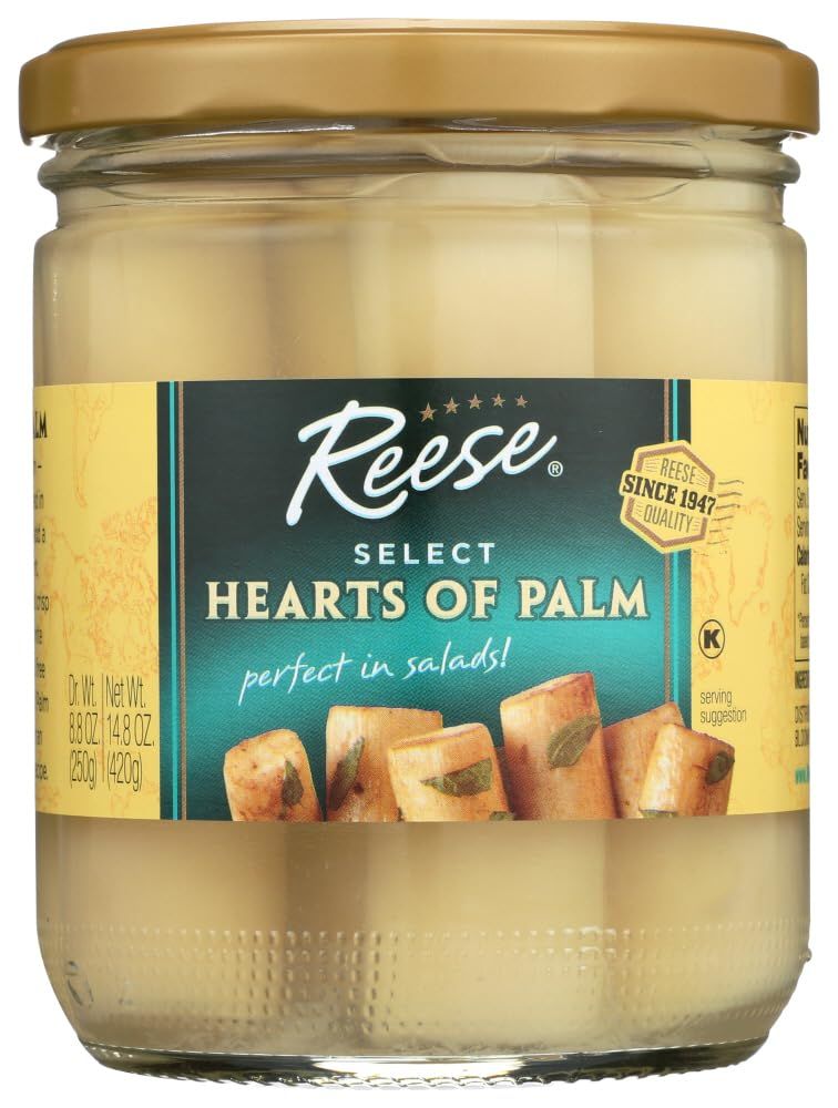 Jar of Reese Select Hearts of Palm on a white background