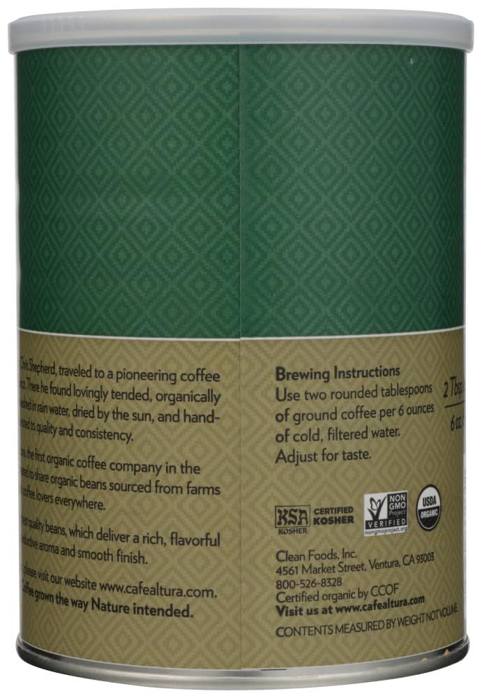 Cafe Altura Ground Organic Coffee, Regular Roast, 12 Ounce (Pack of 3) by Cafe Altura