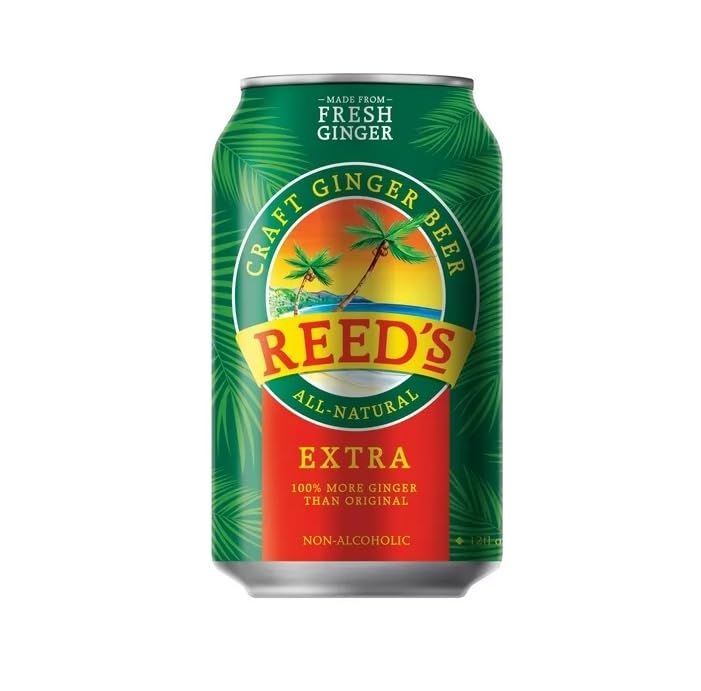 Reed's Extra Ginger Beer - Crafted with Fresh Ginger Root - 12oz Cans,-24 Pack