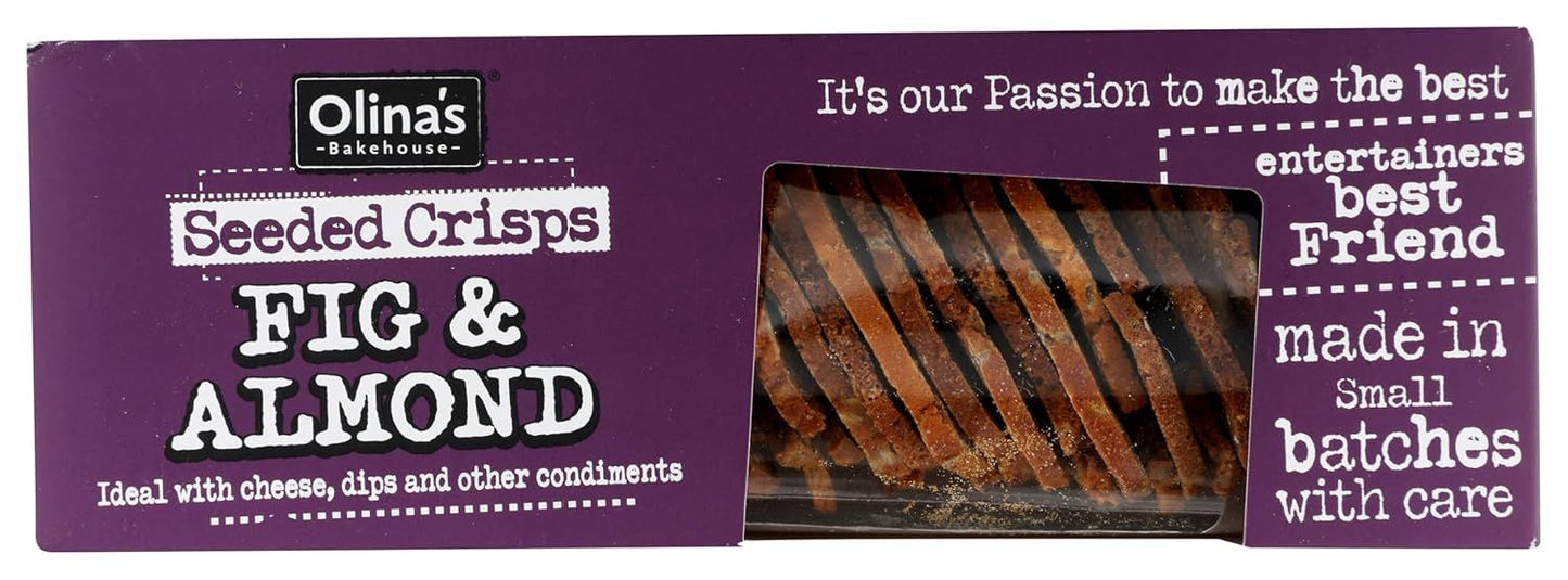 Olina's Bakehouse Seeded Crisps FIG and ALMOND 5.3 oz (3 pack) crackers. Loaded with fruit and nuts!