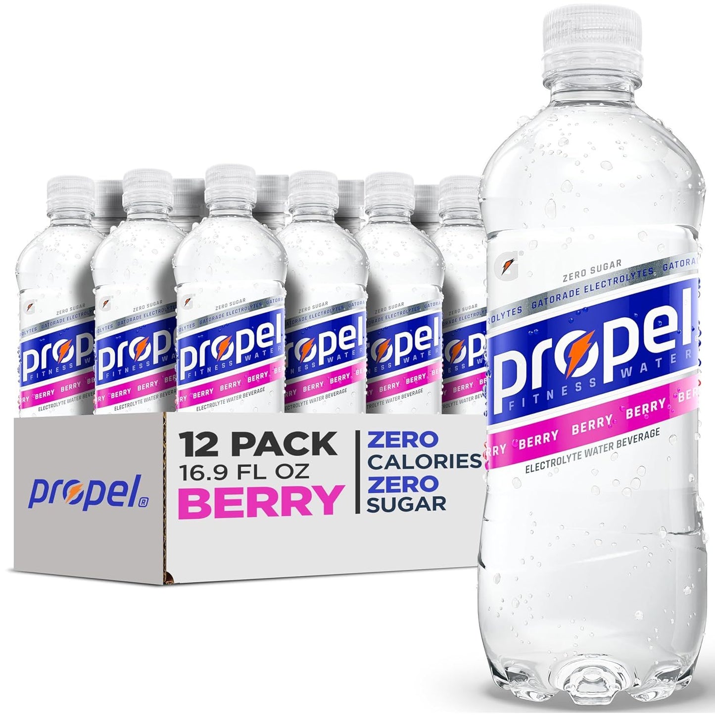 Propel Electrolyte Enhanced Water Sports Drink, Berry Flavored Water,16.9 fl oz Water Bottles (12 Pack)