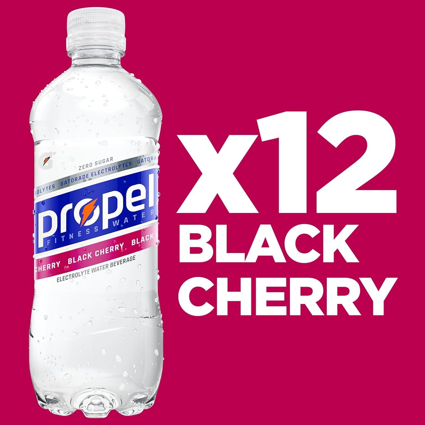 Propel Electrolyte Enhanced Water Sports Drink, Black Cherry Flavored Water, 16.9 fl oz Water Bottles (12 Pack)