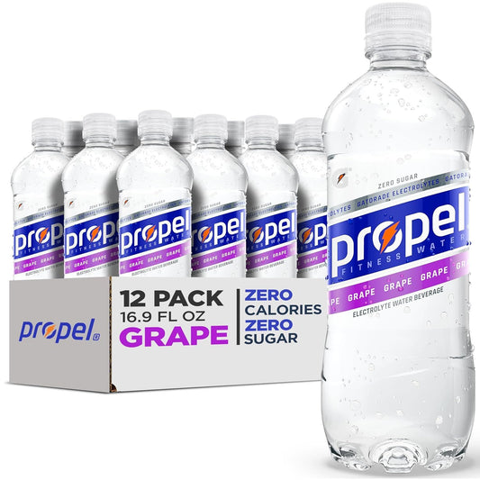 Propel Electrolyte Enhanced Water Sports Drink, Grape Flavored Water,  16.9 fl oz Water Bottles (12 Pack)