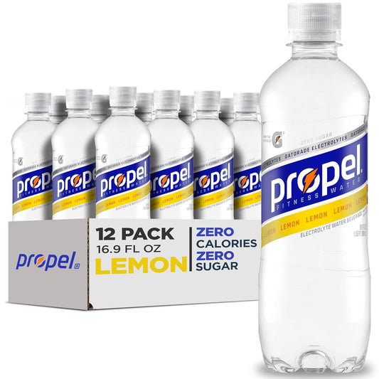 Propel Electrolyte Enhanced Water Sports Drink, Lemon Flavored Water, 16.9 fl oz Water Bottles (12 Pack)
