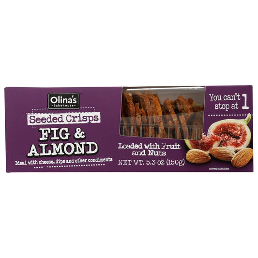 Olina's Bakehouse Seeded Crisps FIG and ALMOND 5.3 oz (3 pack) crackers. Loaded with fruit and nuts!