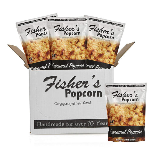 Fisher's Popcorn | Caramel Flavor | 10oz Bag | 4-Pack