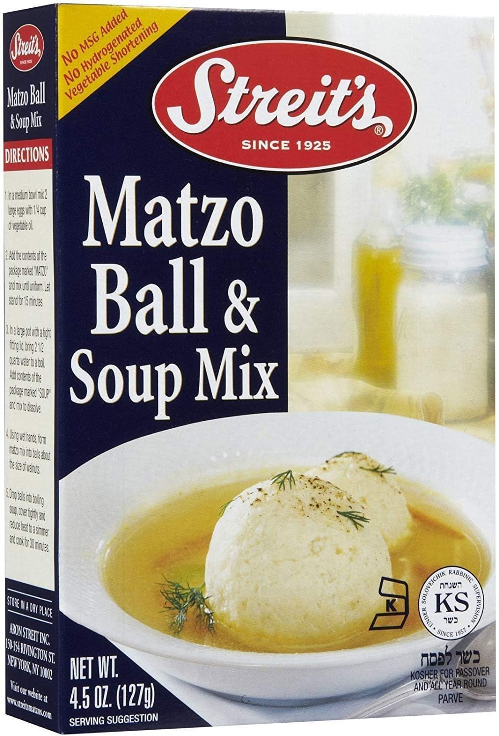 Streit's Matzo Ball & Soup Mix Kosher for Passover 4.5 oz. Pack of 6.6